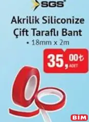 SGS AKRİLİK SİLİKONİZE ÇİFT TARAFLI BANT